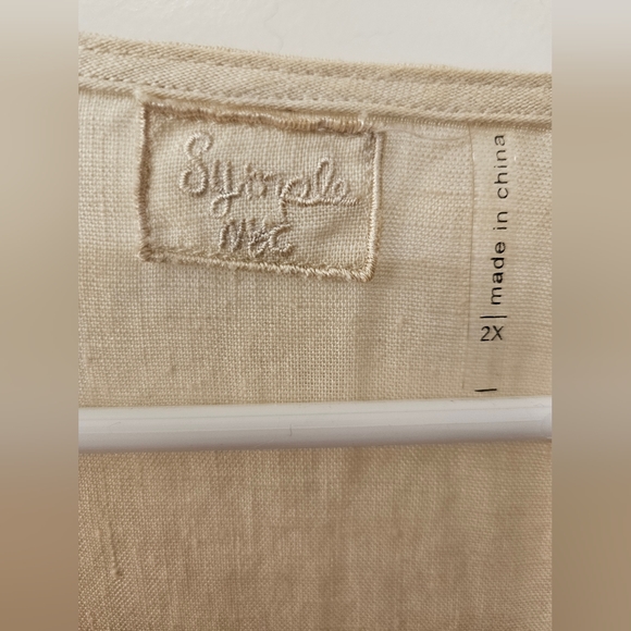 NWT - Symple Linen Oatmeal Color India Influence Tunic Top - Size 2X - Picture 3 of 8